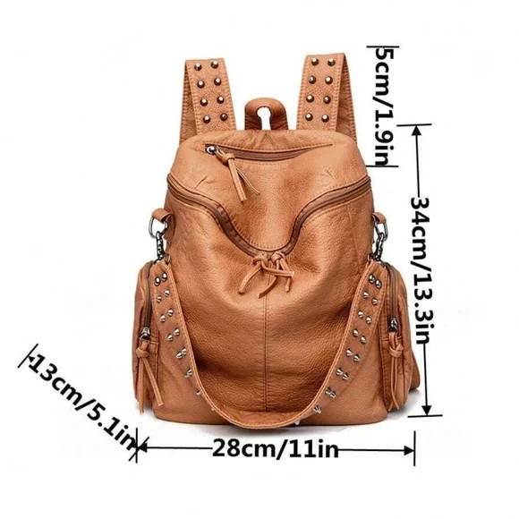 Luxe Vegan Leather Studded Mini Backpack